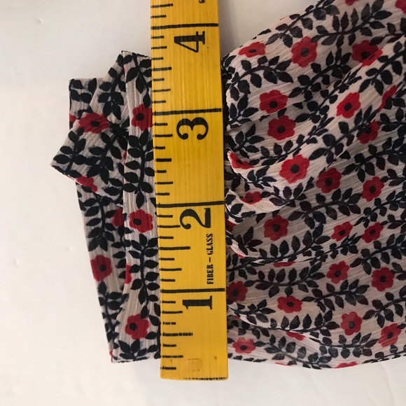 Forever Blouse Women's Size Smal Sheer Floral Long Sleeve Back Tie Blouse - Picture 7 of 9